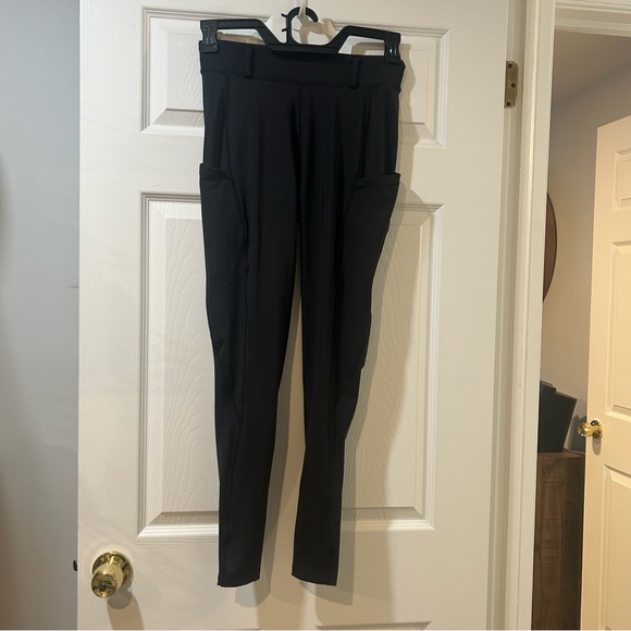 Riding Tights Women’s Sz Small Black Stretchy Sticky Full Seat Pockets - Picture 1 of 4